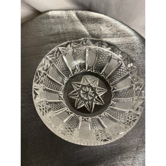 VTG Czech Bohemian (?) Cut Glass Crystal Ashtray 5.25 in Art Deco Star base EUC - Picture 16 of 16